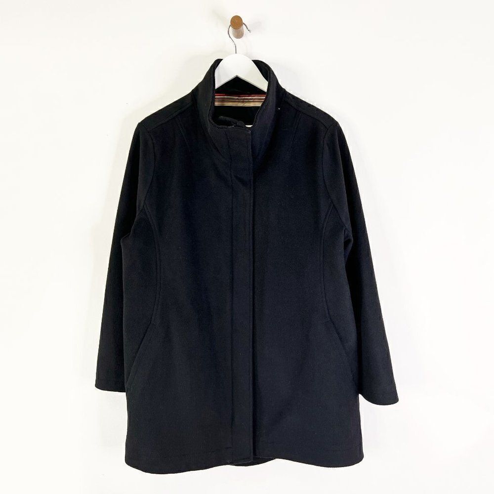 Pendleton Black Funnel Neck Full Zip Mid Length Wool Coat